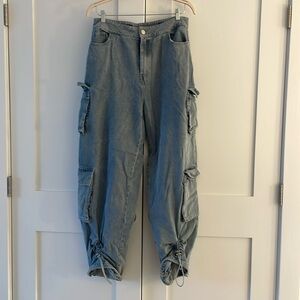 Manière De Voir High Waisted Cargo Denim Jeans